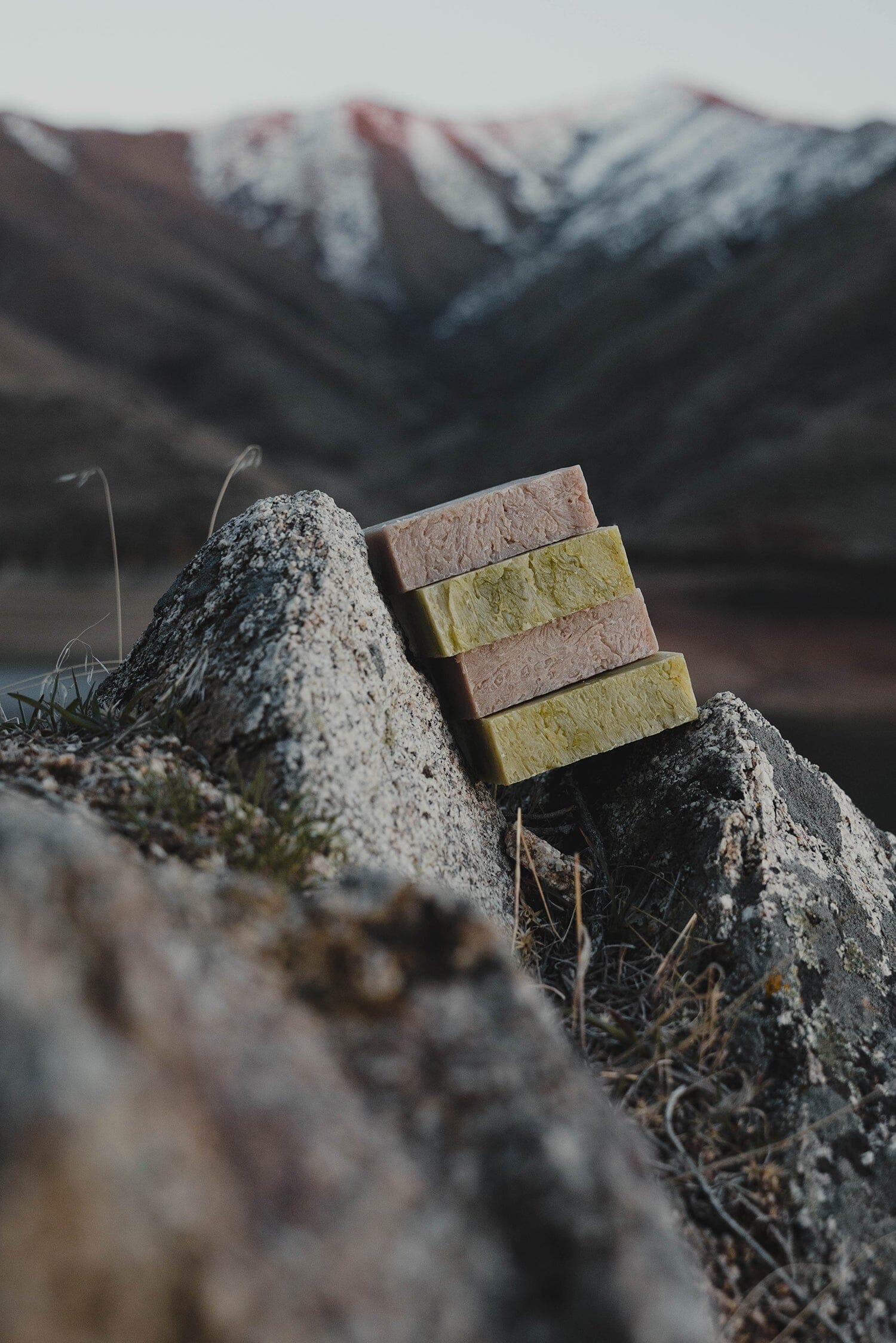 Iron Lion Soap's all-natural, cold processed, handmade bars of soap nestled in a mountainside.