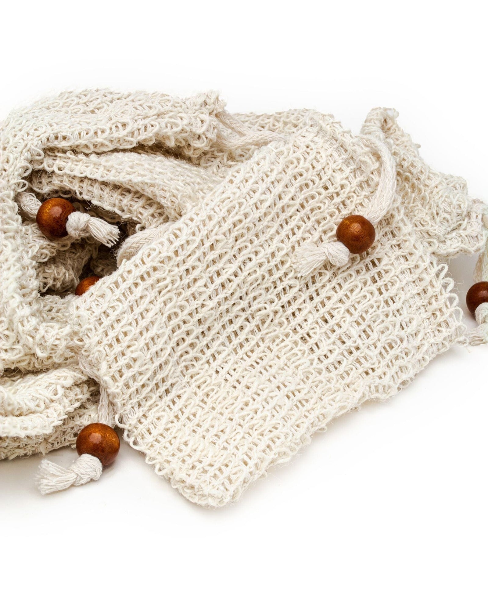 Soap saver bag with a bar inside lathering, natural sisal pouch from Iron Lion Soap