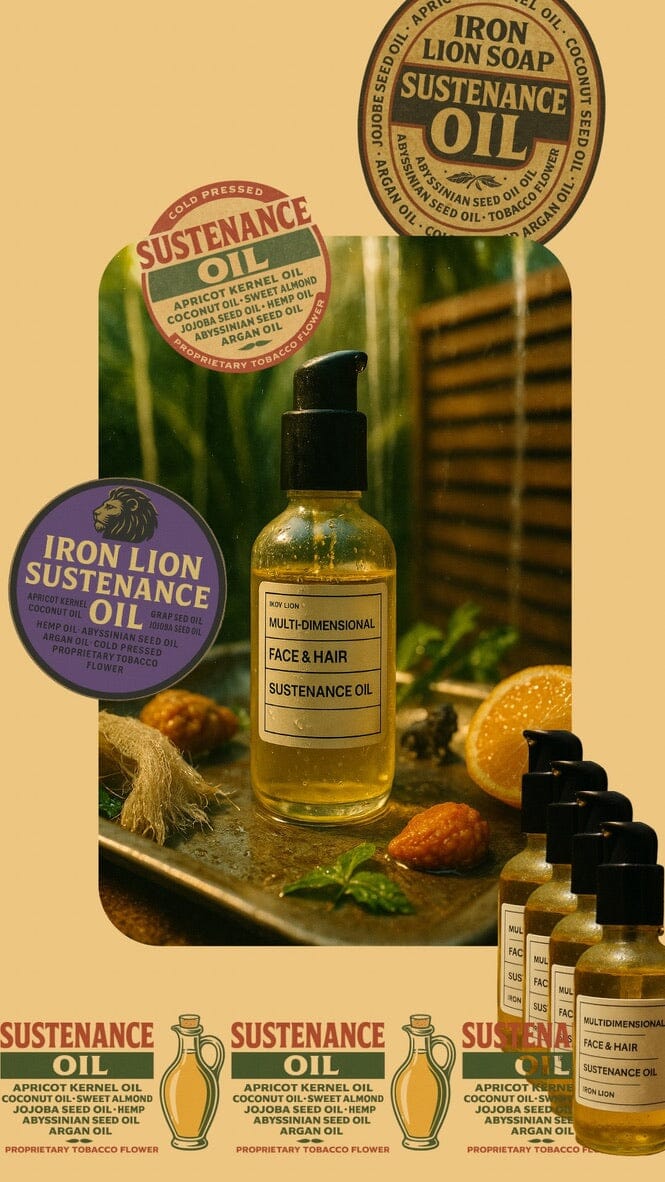 Sustenance Oil; Multi-Dimensional Beard, Face, Scalp & Body (2oz) Iron Lion Soap 