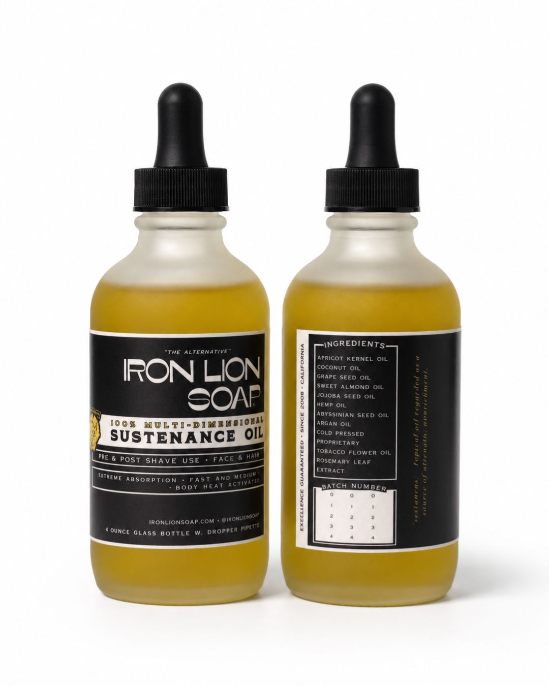 Sustenance Oil · Multi-Dimensional Beard, Face, Scalp & Body (4oz) Iron Lion Soap 