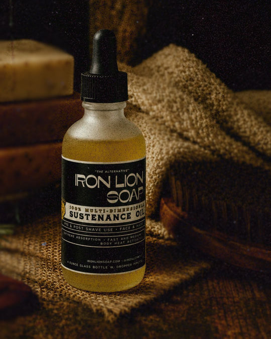 Sustenance Oil · Multi-Dimensional Beard, Face, Scalp & Body (4oz) Iron Lion Soap 